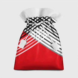 Мешок для подарков Косые черно-белые полосы на красном, цвет: 3D-принт