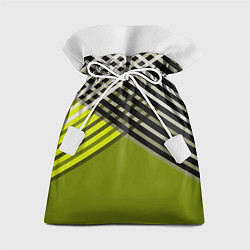 Мешок для подарков Косые черно-белые полосы на оливковом фоне, цвет: 3D-принт
