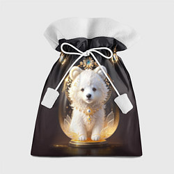 Подарочный мешок Белый медвежонок с фонариками
