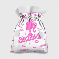 Подарочный мешок Мамочка - силуэт барби: паттерн розовый на белом ф