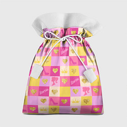 Подарочный мешок Барби: желтые и розовые квадраты паттерн