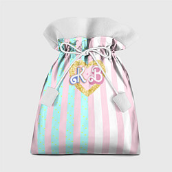 Мешок для подарков Кен плюс Барби: сплит розовых и голубых полосок, цвет: 3D-принт