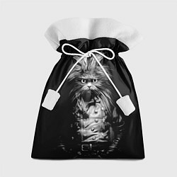 Мешок для подарков Кот черный хипстер, цвет: 3D-принт