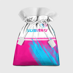Мешок для подарков Subaru neon gradient style: символ сверху, цвет: 3D-принт