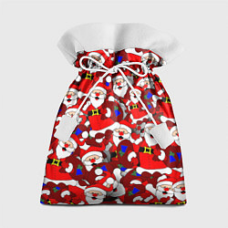 Мешок для подарков Новогодний паттерн с дедами морозами, цвет: 3D-принт