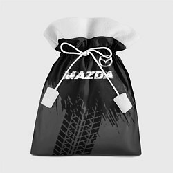 Мешок для подарков Mazda speed на темном фоне со следами шин: символ, цвет: 3D-принт