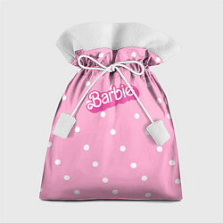 Подарочный мешок Барби - белый горошек на розовом