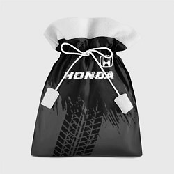 Мешок для подарков Honda speed на темном фоне со следами шин посереди, цвет: 3D-принт