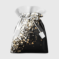 Мешок для подарков Чёрно белый с золотыми крапинками размытый, цвет: 3D-принт
