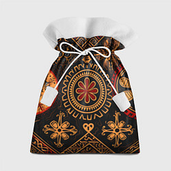 Мешок для подарков Орнамент в славянском стиле на тёмном фоне, цвет: 3D-принт
