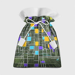Мешок для подарков Разноцветные квадраты и белые полосы, цвет: 3D-принт