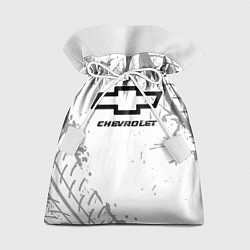 Мешок для подарков Chevrolet speed на светлом фоне со следами шин, цвет: 3D-принт
