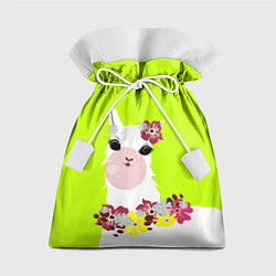 Мешок для подарков Лама - альпака в венке, цвет: 3D-принт
