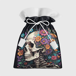 Мешок для подарков Скелет среди цветов, цвет: 3D-принт
