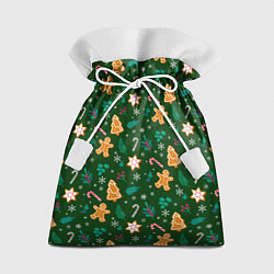 Мешок для подарков New year pattern with green background, цвет: 3D-принт