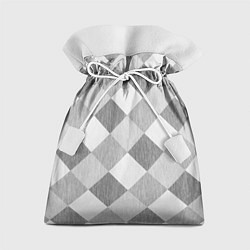 Подарочный мешок Серый плед геометрический узор с текстурой