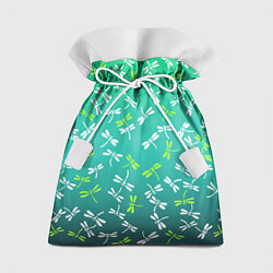 Подарочный мешок Белые и ядовито-зелёные стрекозы