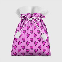 Подарочный мешок Розовые сердечки каракули