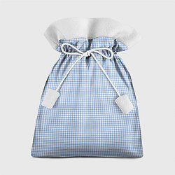 Подарочный мешок Клеточка голубая с белым