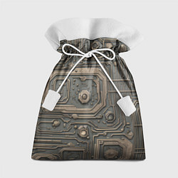 Подарочный мешок Металлическая ржавая обшивка с микросхемами и гайк