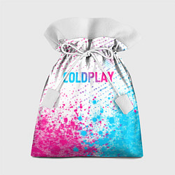 Мешок для подарков Coldplay neon gradient style посередине, цвет: 3D-принт