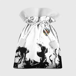 Мешок для подарков Герб РФ огненный стиль чернобелый, цвет: 3D-принт