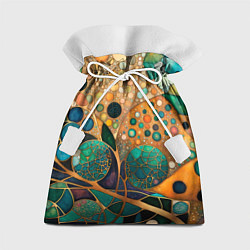Подарочный мешок Вдохновение Климтом - изумрудная абстракция с круг