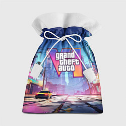 Мешок для подарков GTA 6 неоновый город, цвет: 3D-принт