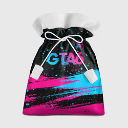 Мешок для подарков GTA6 - neon gradient посередине, цвет: 3D-принт