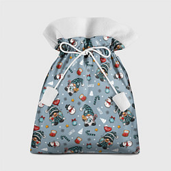 Мешок для подарков Новогодний паттерн с гномами, цвет: 3D-принт