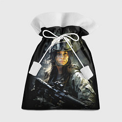 Мешок для подарков Девушка воин в боевой экипировке, цвет: 3D-принт