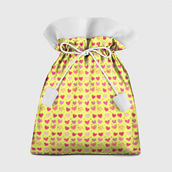 Подарочный мешок Сердечки на желтом - паттерн