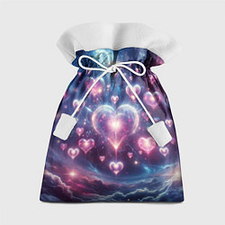 Мешок для подарков Космические сердца - звезды, цвет: 3D-принт