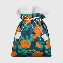 Подарочный мешок Паттерн с оранжевыми цветами