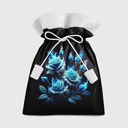 Мешок для подарков Розы в голубом огне, цвет: 3D-принт