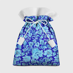 Мешок для подарков Узоры гжель на темно синем фоне, цвет: 3D-принт