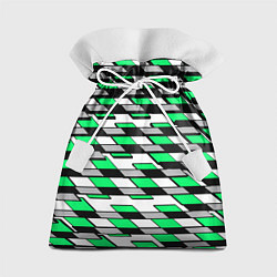 Мешок для подарков Зелёные четырёхугольники на белом фоне, цвет: 3D-принт