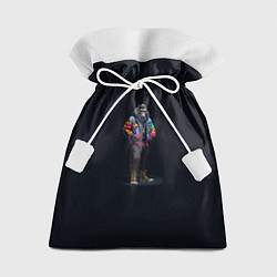 Мешок для подарков Стильная горилла на черном фоне, цвет: 3D-принт