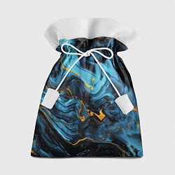 Мешок для подарков Синяя абстракция с золотым напылением, цвет: 3D-принт