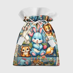 Мешок для подарков Funny hare and his friends - patchwork, цвет: 3D-принт