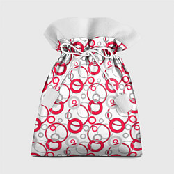 Мешок для подарков Красные и серые круги и кольца на белом, цвет: 3D-принт
