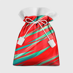 Мешок для подарков Красный и бирюзовый абстрактный полосы, цвет: 3D-принт