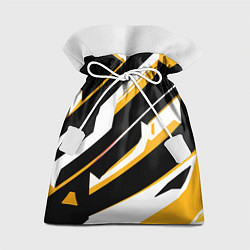 Мешок для подарков Жёлто-белые широкие линии на чёрном фоне, цвет: 3D-принт