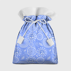 Мешок для подарков Синие цветочные рожицы, цвет: 3D-принт