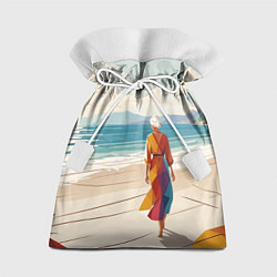 Подарочный мешок Летний пейзаж с женщиной на пляже