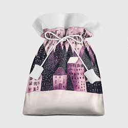 Подарочный мешок Новогодние домики в лесу