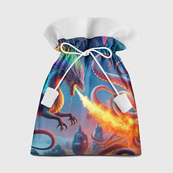 Подарочный мешок Огнедышащий дракон против осьминога - нейроарт фан