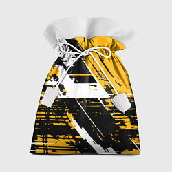 Мешок для подарков Diagonal black and white stripes on a yellow backg, цвет: 3D-принт