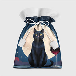 Подарочный мешок Кот с вином под луной