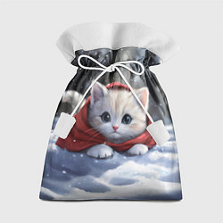 Подарочный мешок Новогодняя кошечка на снегу